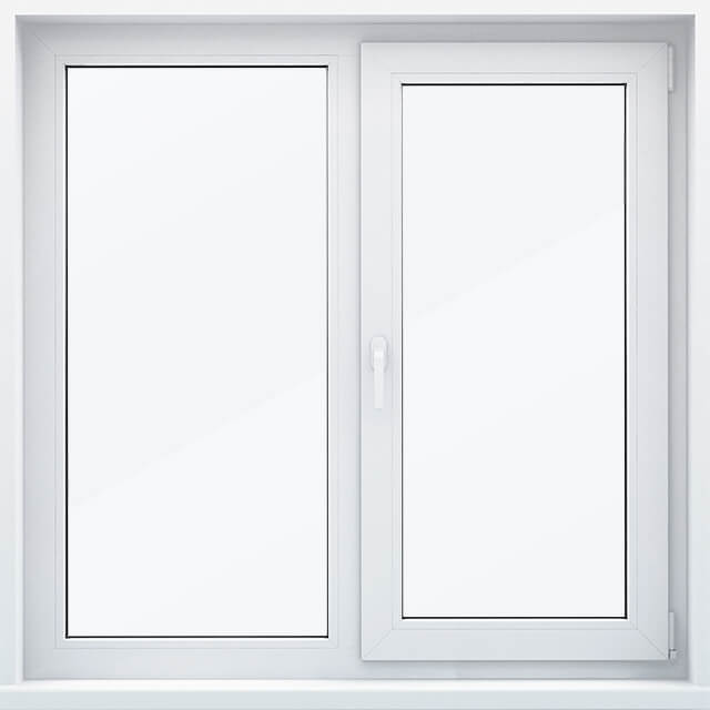 Двухстворчатое окно с глухой и поворотной-откидной створкой