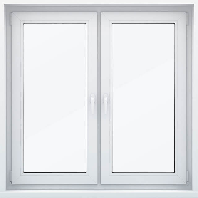 Двухстворчатое окно с двумя поворотно-откидными створками