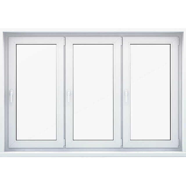 Трехстворчатое окно с тремя откидными створками
